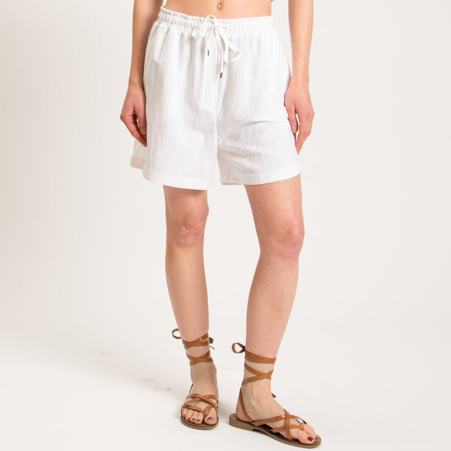 Tensione in-Shorts misto lino - bianco