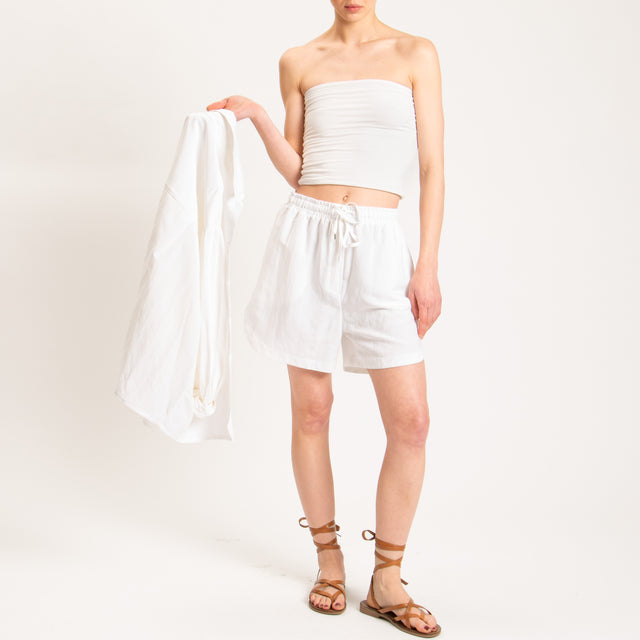 Tensione in-Shorts misto lino - bianco