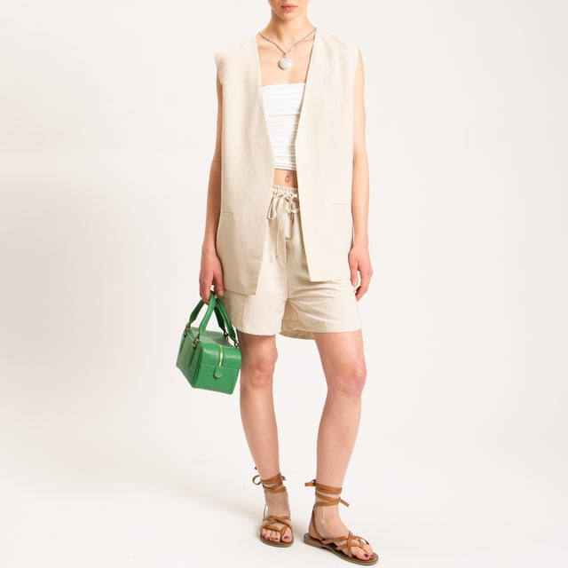 Tensione in-Shorts misto lino - gesso