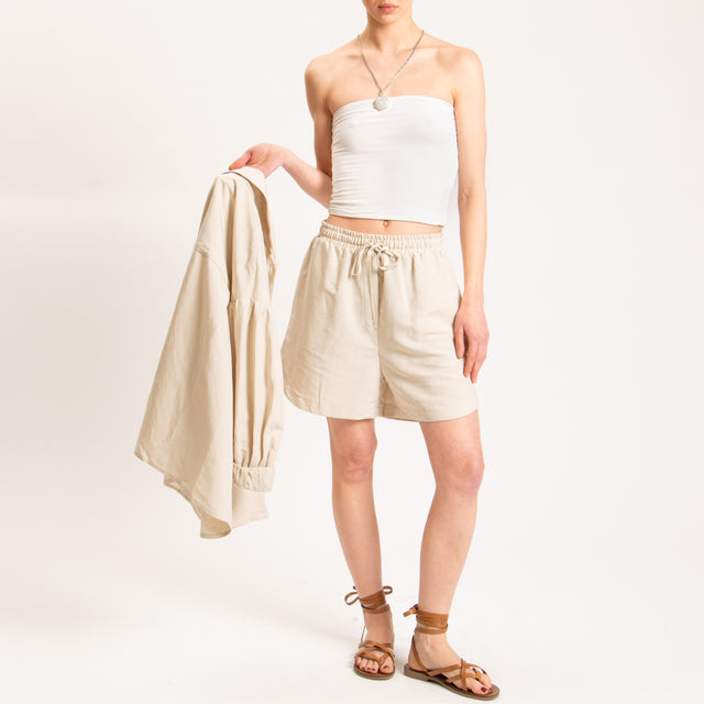 Tensione in-Shorts misto lino - gesso