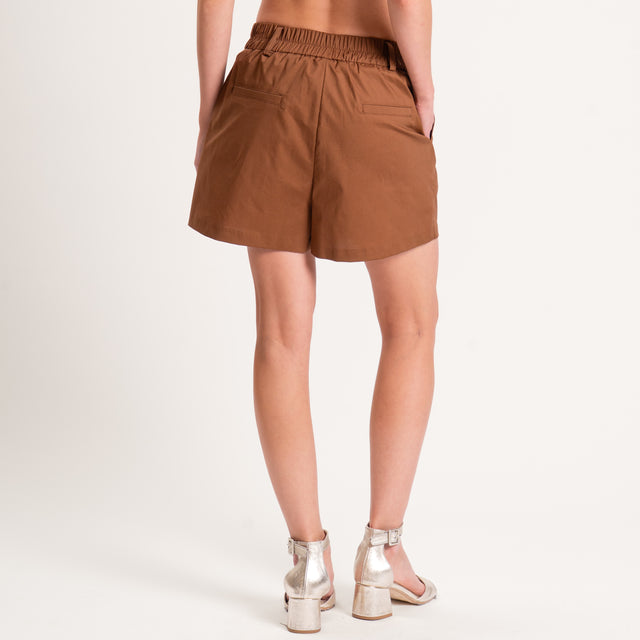 Tensione in-Shorts popeline di cotone elasticizzato - moro