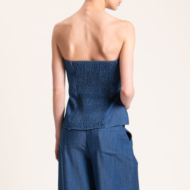 Tensione in-Top tencel a fascia - denim
