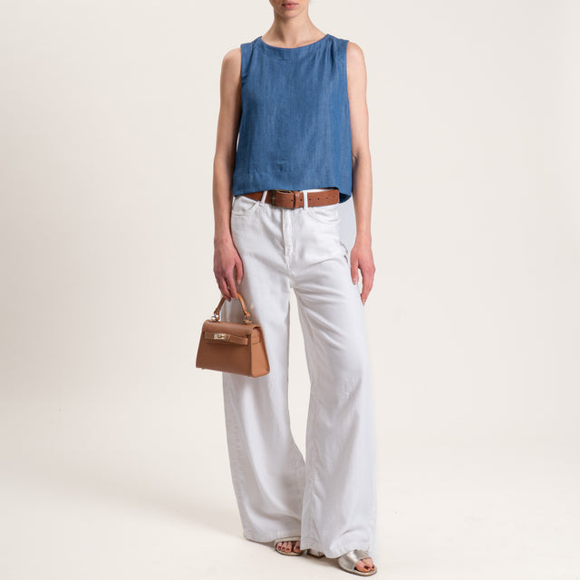 Tensione in-Top chambray lyocell fibra naturale bottoni dietro - denim