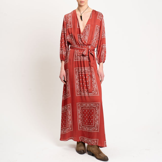 Tensione in-Abito fantasia bandana con cintura - rosso