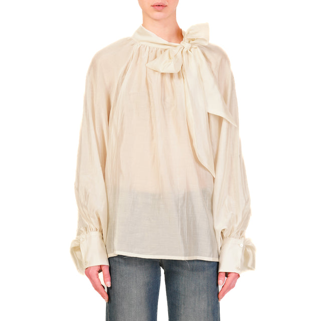 Tensione in-Camicia mussola manica palloncino - burro