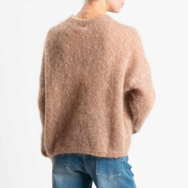 Tensione in-Maglia kid mohair soft girocollo - camel
