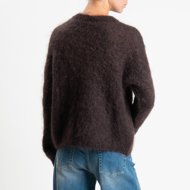 Tensione in-Maglia kid mohair soft girocollo - moro