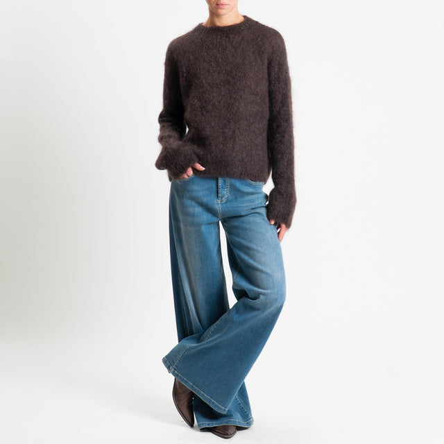 Tensione in-Maglia kid mohair soft girocollo - moro