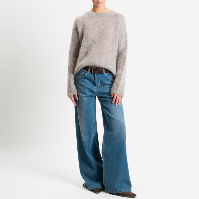 Tensione in-Maglia kid mohair soft girocollo - perla