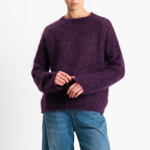 Tensione in-Maglia kid mohair soft girocollo - prugna