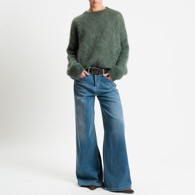 Tensione in-Maglia kid mohair soft girocollo - verde bosco