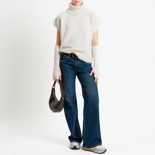 Tensione in-Maglia smanicata mohair collo alto con manicotti - cacha