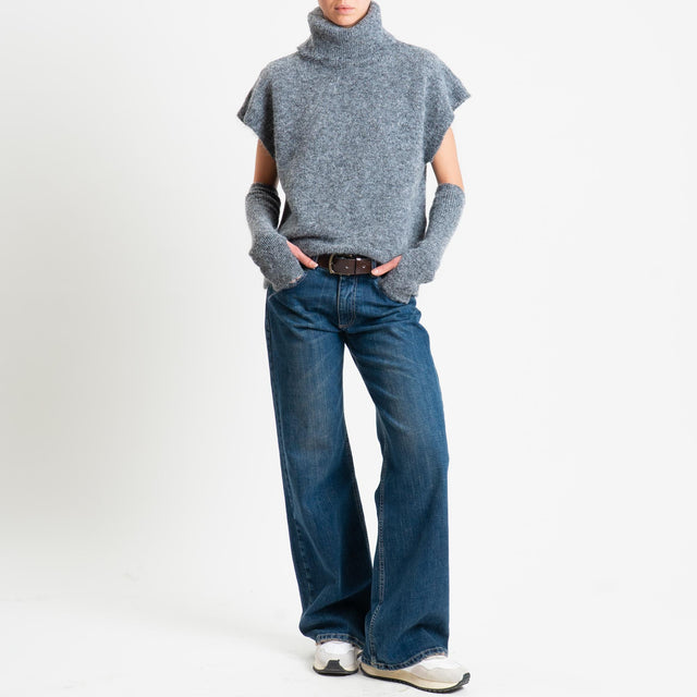 Tensione in-Maglia smanicata mohair collo alto con manicotti - antracite