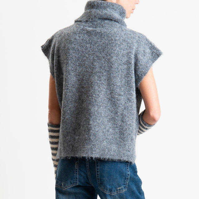 Tensione in-Maglia smanicata collo alto con manicotti - antracite/latte