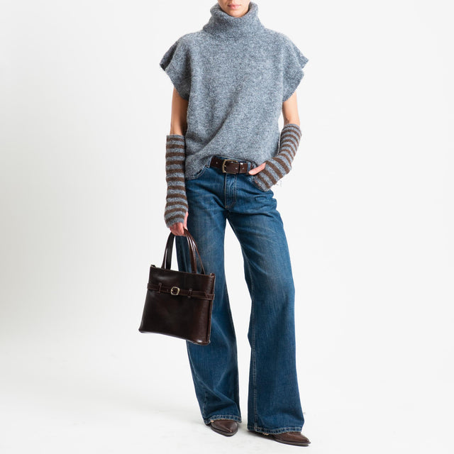 Tensione in-Maglia smanicata collo alto con manicotti - antracite/moro