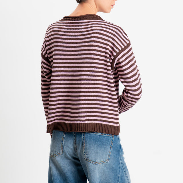 Tensione in-Maglia righe tessuto modal - moro/rosa