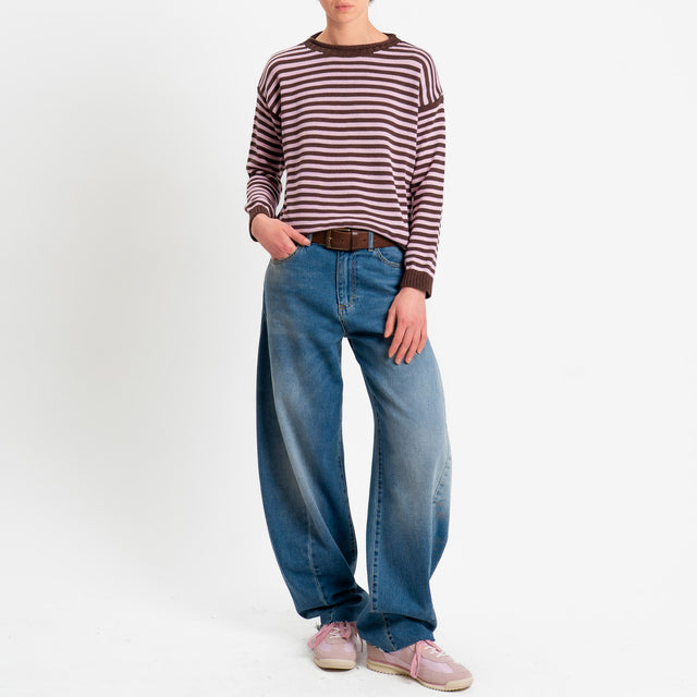 Tensione in-Maglia righe tessuto modal - moro/rosa