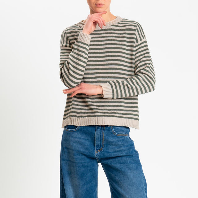 Tensione in-Maglia righe modal - sabbia/militare