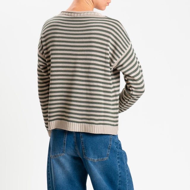 Tensione in-Maglia righe modal - sabbia/militare