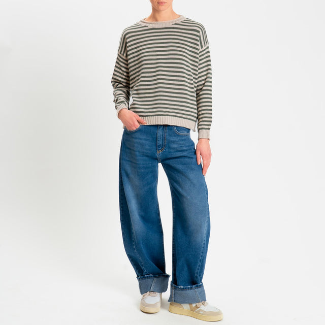 Tensione in-Maglia righe modal - sabbia/militare