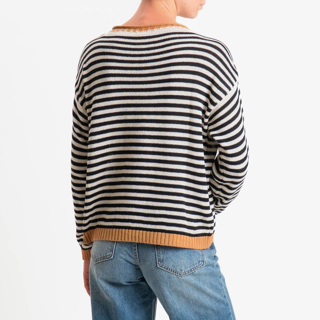 Tensione in-Maglia a righe - biscotto/nero/latte