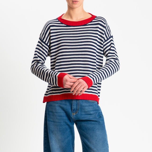 Tensione in-Maglia righe tessuto modal - rosso/blu/latte