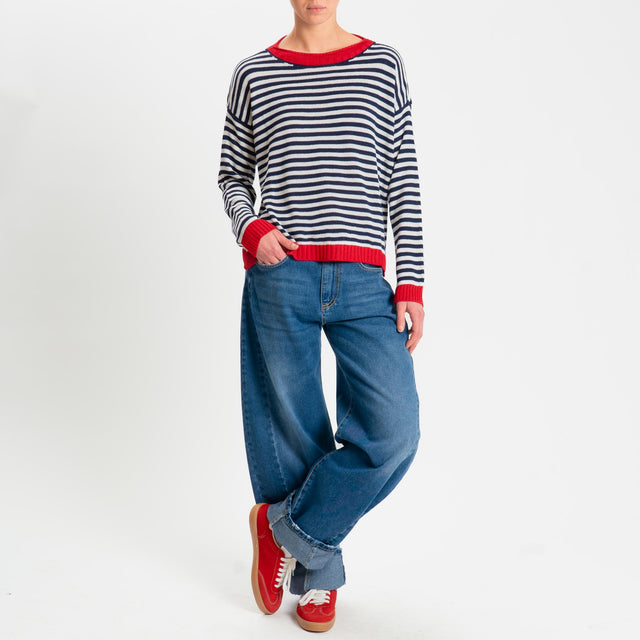 Tensione in-Maglia righe tessuto modal - rosso/blu/latte