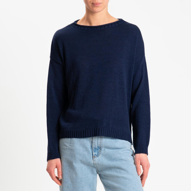 Tensione in-Maglia girocollo tessuto modal - blu