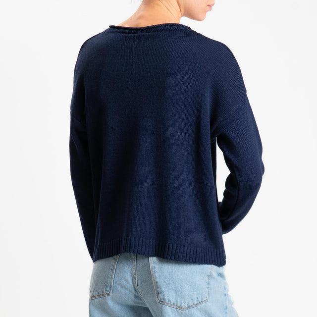 Tensione in-Maglia girocollo tessuto modal - blu