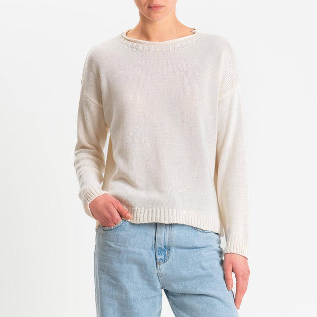 Tensione in-Maglia girocollo tessuto modal - latte