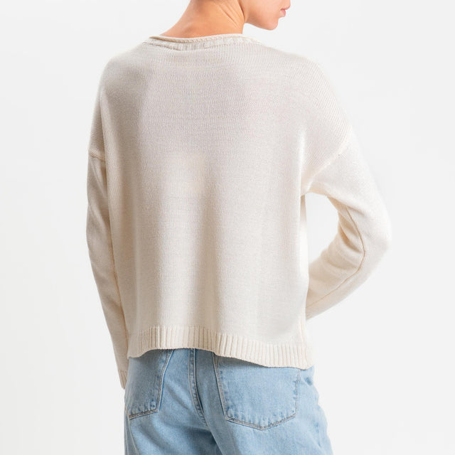 Tensione in-Maglia girocollo tessuto modal - latte