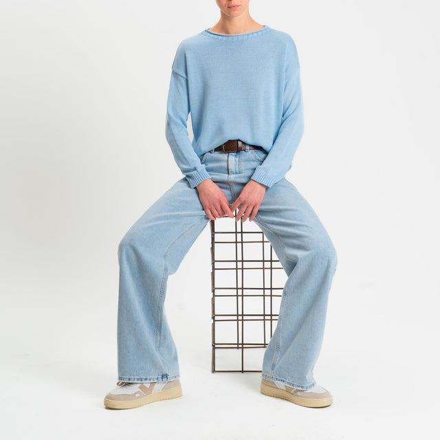 Tensione in-Maglia girocollo tessuto modal - celeste