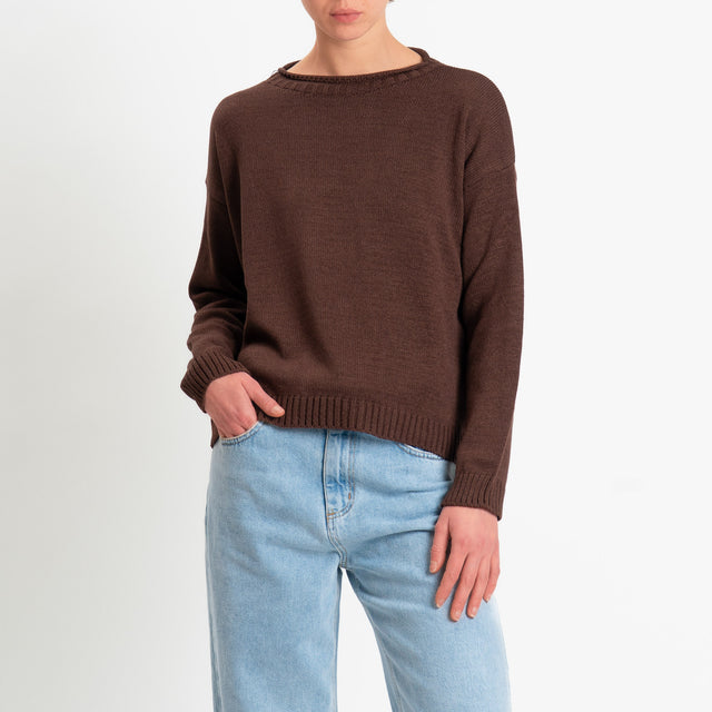 Tensione in-Maglia girocollo tessuto modal - cioccolato