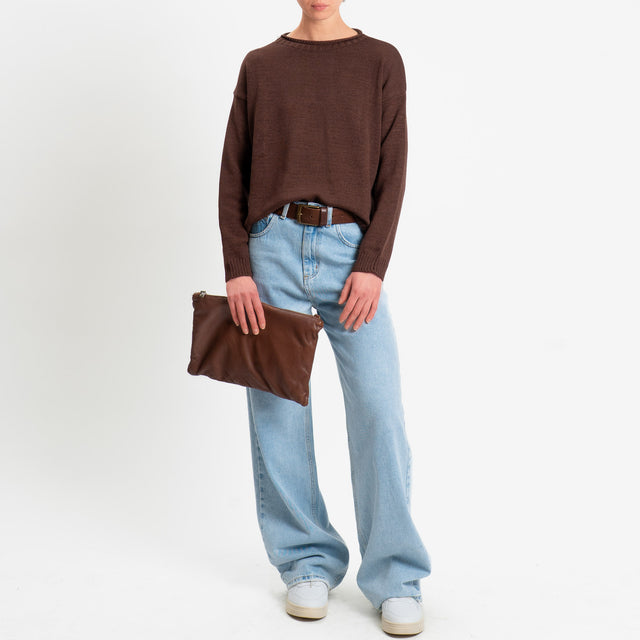 Tensione in-Maglia girocollo tessuto modal - cioccolato