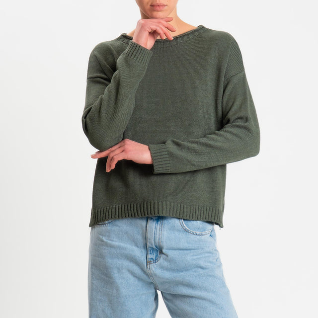 Tensione in-Maglia girocollo tessuto modal - militare