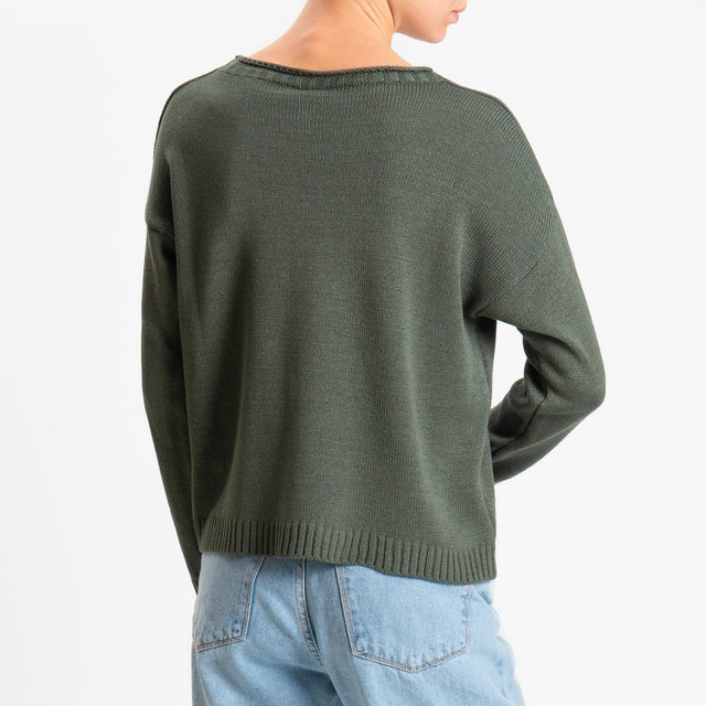 Tensione in-Maglia girocollo tessuto modal - militare