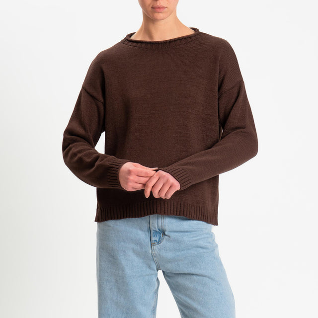 Tensione in-Maglia girocollo tessuto modal - cuoio