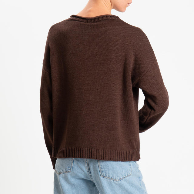 Tensione in-Maglia girocollo tessuto modal - cuoio