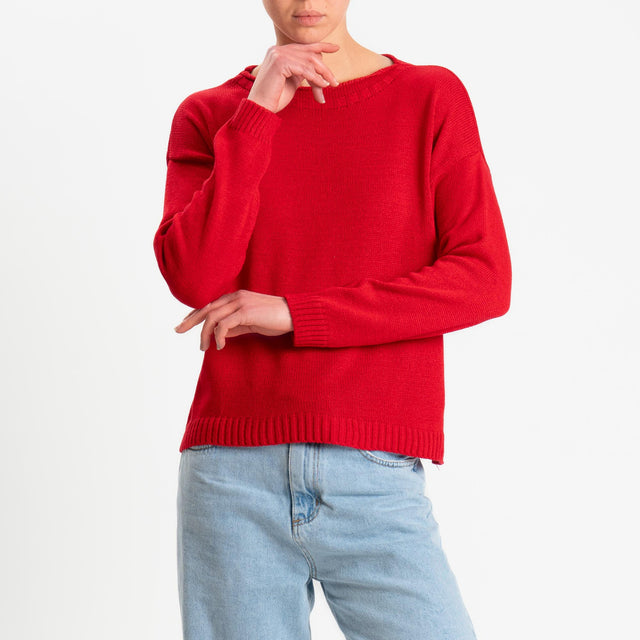 Tensione in-Maglia girocollo tessuto modal - rosso