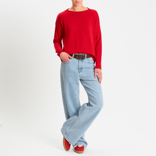 Tensione in-Maglia girocollo tessuto modal - rosso