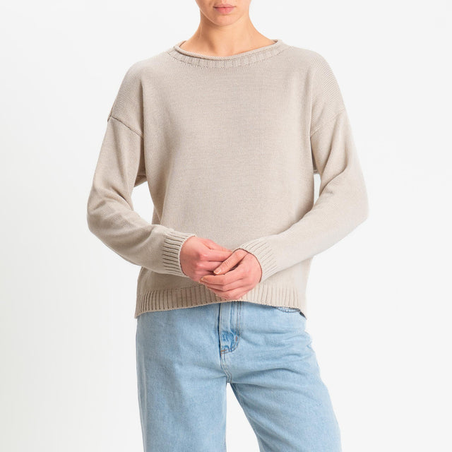 Tensione in-Maglia girocollo tessuto modal - sabbia