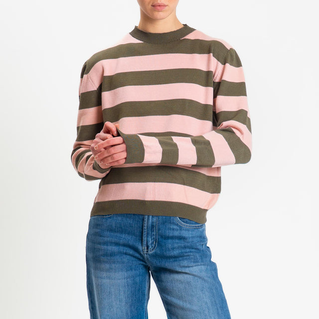 Tensione in-Maglia girocollo a righe - militare/rosa