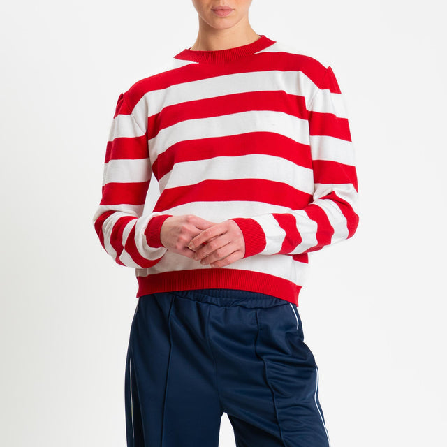 Tensione in-Maglia girocollo a righe - rosso/bianco