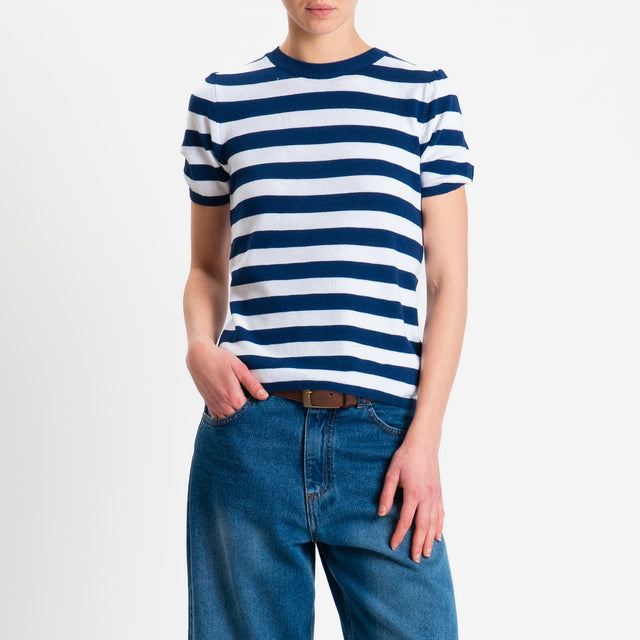 Tensione in-Maglia righe mezza manica - Blu/bianco