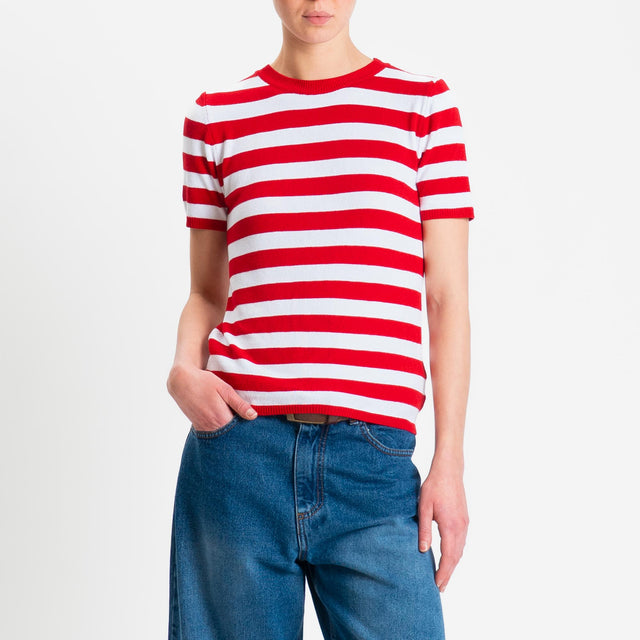 Tensione in-Maglia righe mezza manica - rosso/bianco