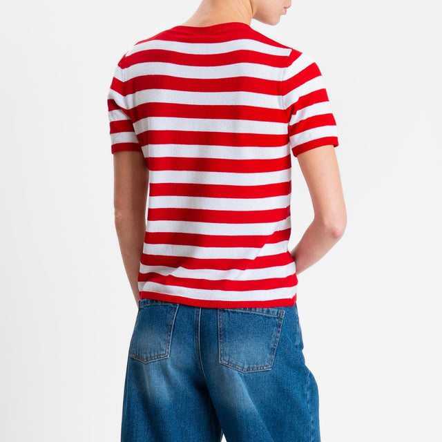 Tensione in-Maglia righe mezza manica - rosso/bianco