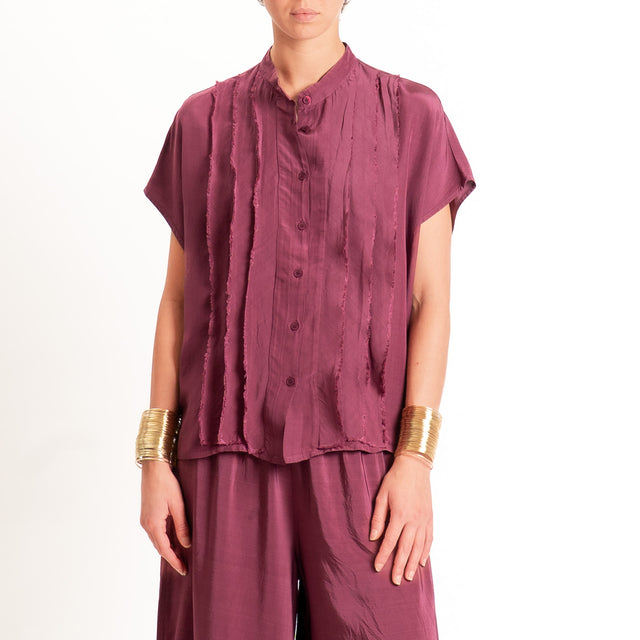 Tensione in-Camicia misto lyocell con rouches - vino