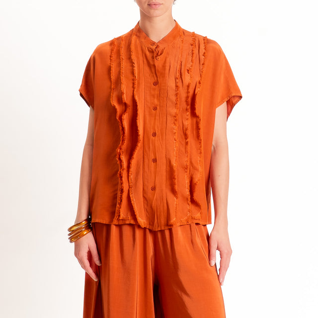 Tensione in-Camicia misto lyocell con rouches - coccio