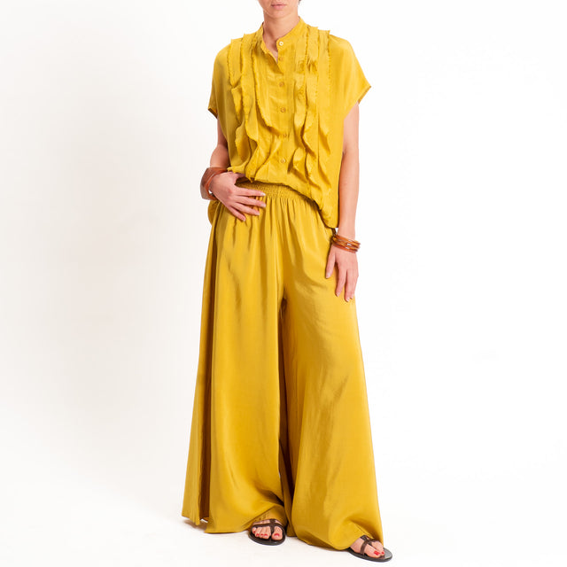 Tensione in-Camicia misto lyocell con rouches - olive