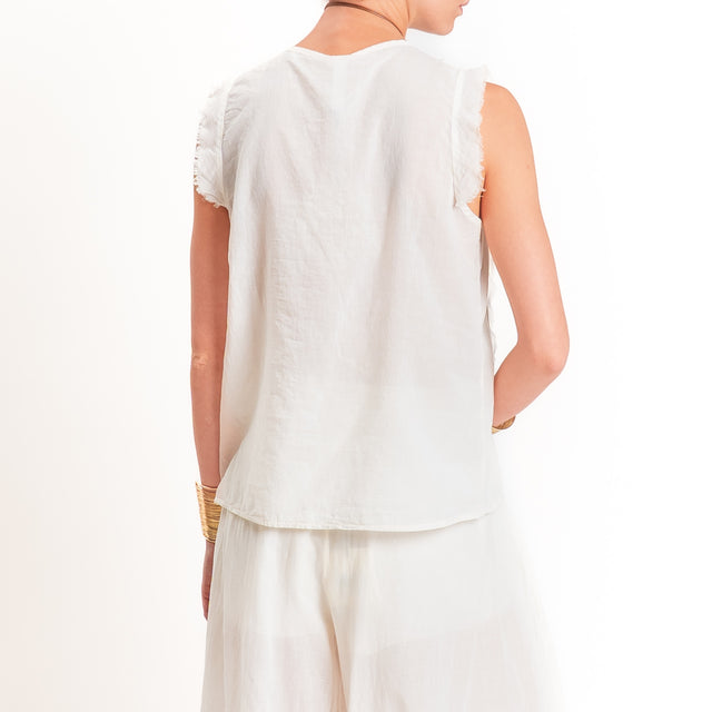 Tensione in-Blusa scollo v in mussola con rouches - burro
